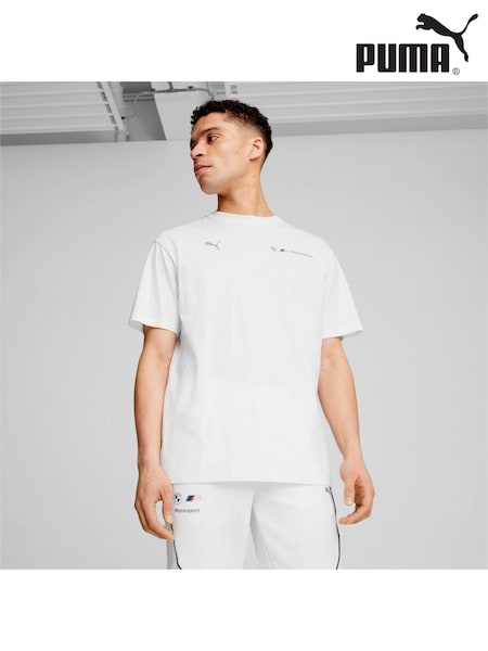 Puma White Mens BMW M Motorsport ESS+ Logo T-Shirt (AE5802) | £35