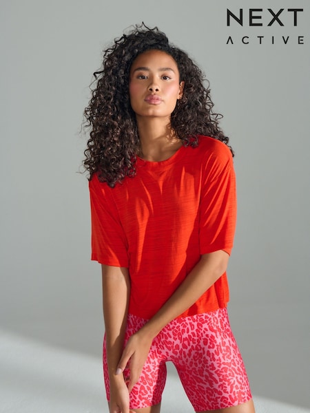Red Active Crew Neck Lightweight Boxy T-Shirt (AE6273) | £16