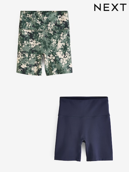 Navy/ Khaki Floral Cycling Shorts 2 Pack (AE6308) | £28