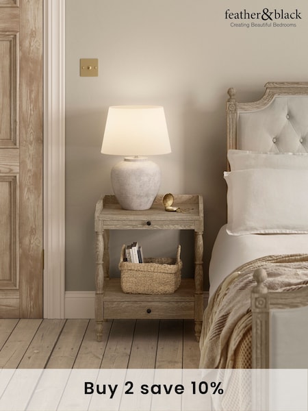 Feather & Black Weathered Oak Loire Bedside Table (AE6333) | £400