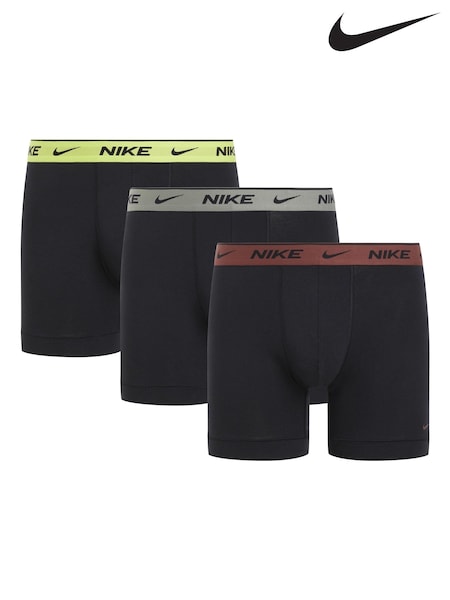 Nike Black/Burgundy Everyday Cotton Stretch Boxer Briefs 3 Pack (AE6523) | £34