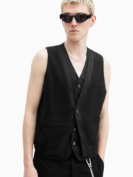 AllSaints Black Heron 100% Cotton Waitscoat (AE6653) | £159