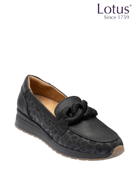 Black - Lotus Wedge Loafer Shoes