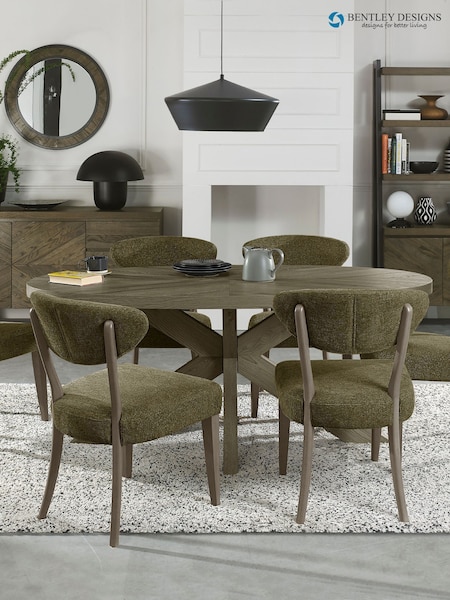 Bentley Designs Ellipse Small 6 Seat Table Wooden Leg
