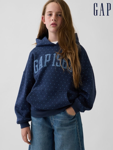 Navy Polka Dot - Gap Vintagesoft Oversized Logo Hoodie (4-13yrs)