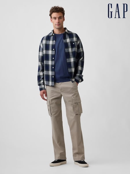 Grey - Regular Gap Essential Straight Cargo Trousers