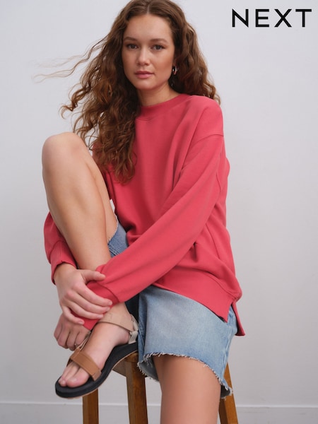 Red Relaxed Fit Essentials Longline Sweatshirt (AF5804) | £25