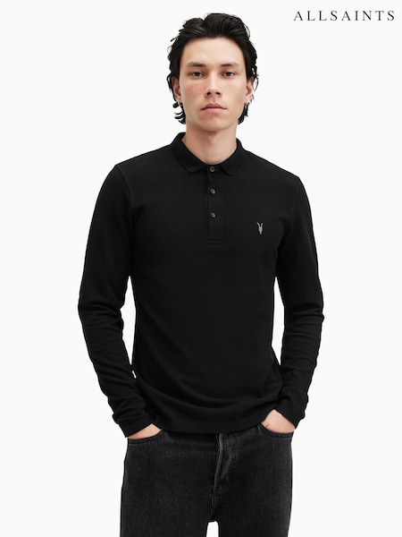 AllSaints Black Reform Longsleeve Polo Shirt (AF5851) | £79