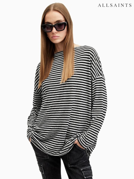 AllSaints Black Rita Stripe T-Shirt (AF5854) | £59