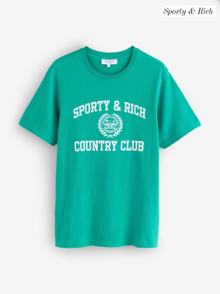 Sporty & Rich Green Varisty Crest Soft T-Shirt (AF5874) | £70