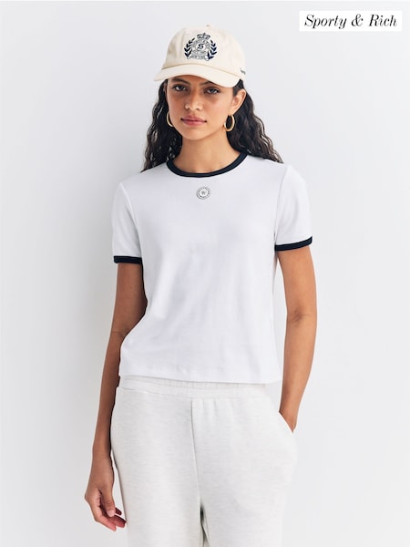 Sporty & Rich White SRHWC Ringer T-Shirt (AF5885) | £95
