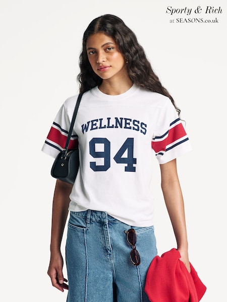 Sporty & Rich White Wellness 94 Rugby T-Shirt (AF5891) | £90