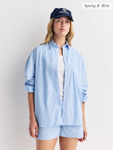 Sporty & Rich Blue SRC Oversized Shirt (AF5892) | £190