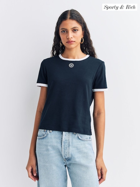 Sporty & Rich Blue SRHWC Ringer T-Shirt (AF5895) | £90