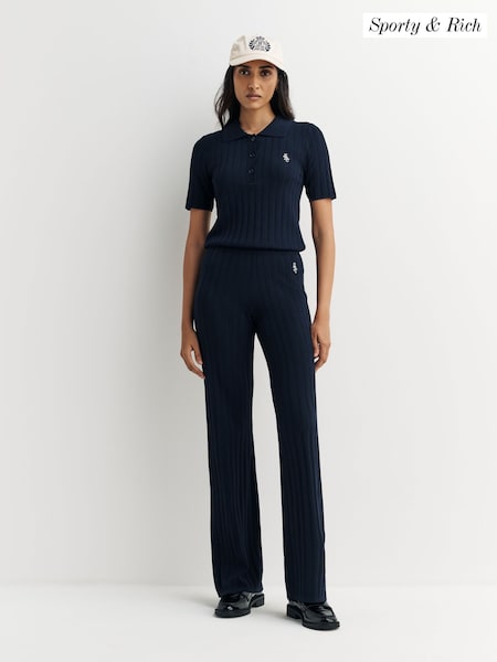 Sporty & Rich Blue SRC Ribbed Trousers (AF5898) | £152