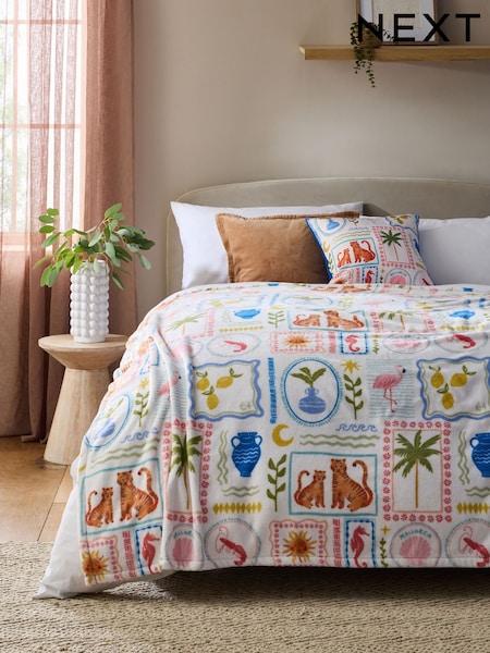 Cobalt Blue Alfresco Printed Fleece Throw (AF6067) | £18