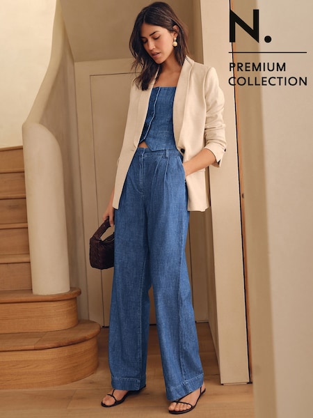 Rinse Linen Wide Leg Denim N. Premium Tailored Trousers (AF6118) | £52