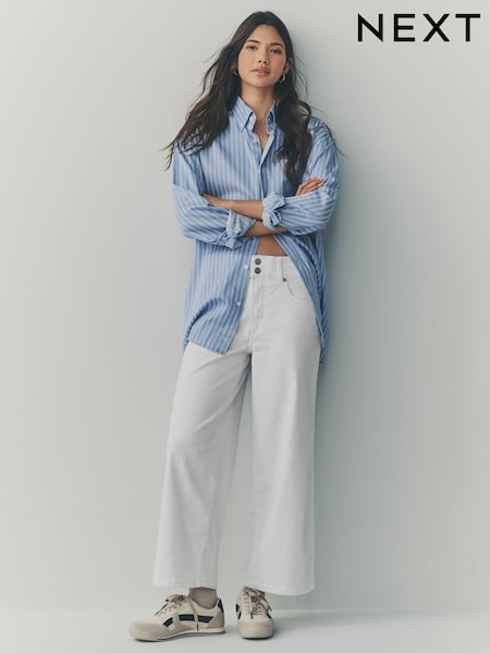 White Wide Crop Lift Slim And Shape Jeans (AF6132) | £52