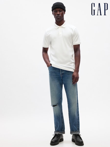 White - Regular Gap Stretch Pique Polo Shirt