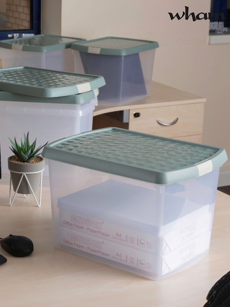 Wham 5 Pack Green Milieu 21.5L Rectangular Plastic Clip Box and Lid (AF6773) | £30