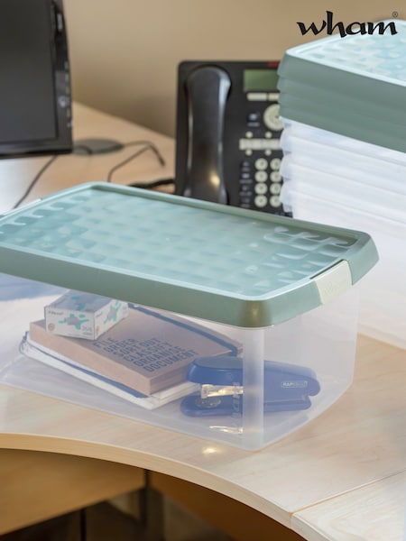 Wham 5 Pack Green Milieu 10.5L Rectangular Plastic Clip Box and Lid (AF6774) | £27