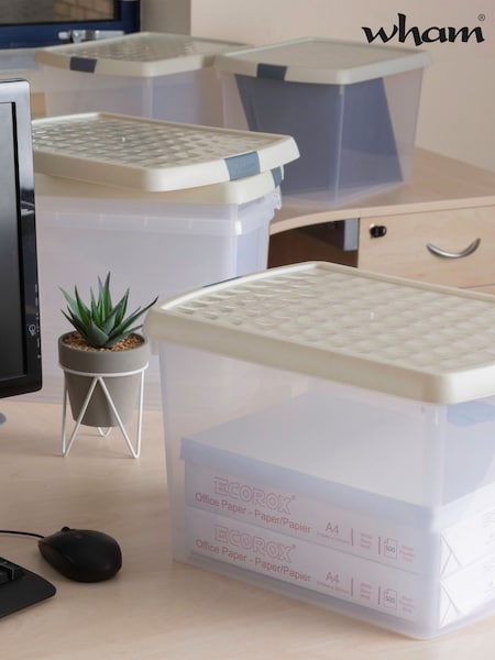 Wham 5 Pack Slate Grey 21.5L Rectangular Plastic Clip Box and Lid (AF6780) | £30