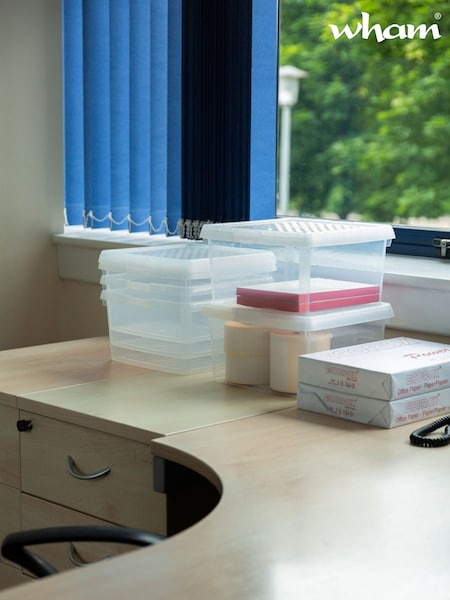 Wham 5 Pack Clear 9L Square Plastic Clip Box and Lid (AF6782) | £27