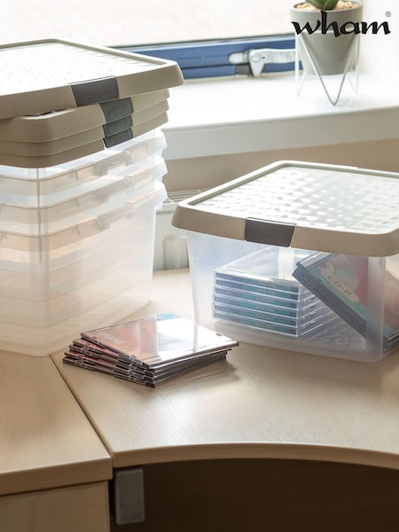 Wham 5 Pack Slate Grey 9L Square Plastic Clip Box and Lid (AF6787) | £27
