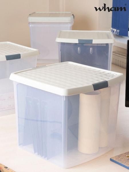 Wham 5 Pack Slate Grey 37L Square Plastic Clip Box and Lid (AF6791) | £51