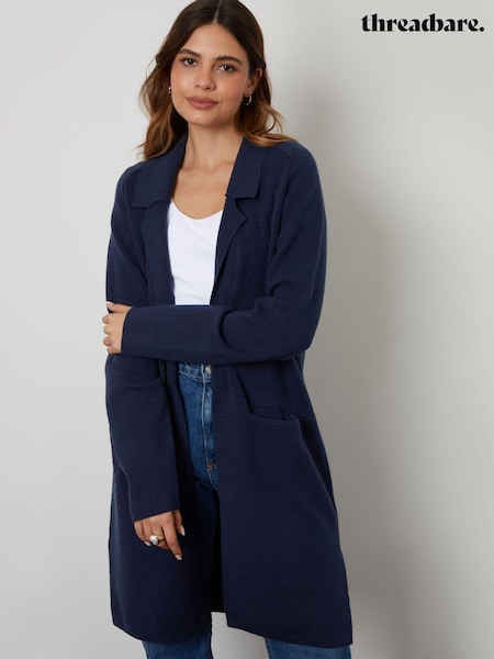 Threadbare Blue Tailored Coatigan (AF6953) | £40