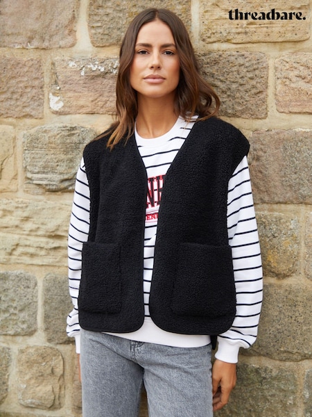 Threadbare Black Reversible Borg Gilet (AF6982) | £30
