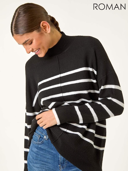 Roman Black Relaxed Stripe Soft Knit Jumper (AF7000) | £40