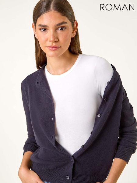 Roman Blue Soft Crew Button Cardigan (AF7009) | £32