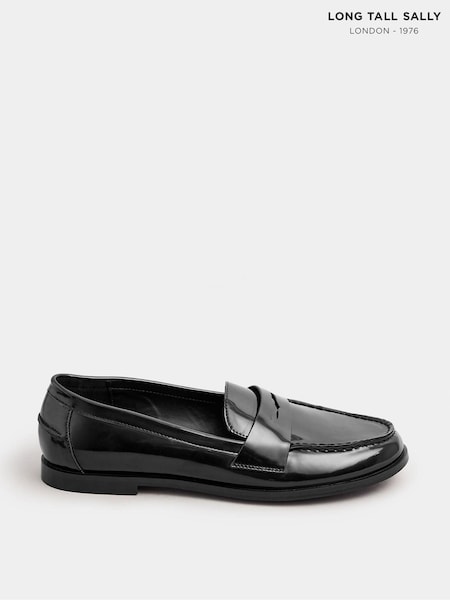 Long Tall Sally Black Patent Loafers (AF7318) | £47