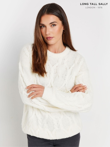 Long Tall Sally Cream Cable Acrylic Jumper (AF7346) | £36
