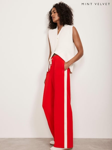 Mint Velvet Red Side Stripe Trousers (AF7404) | £109