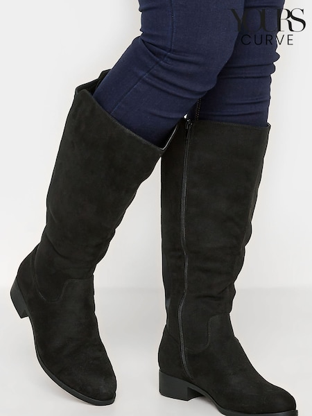 Yours Curve Black Extra Wide Fit Extra Wide Fit Stretch Knee High Boots (AF7526) | £45