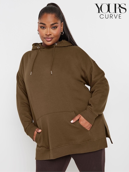 Yours Curve Brown Overhead Hoodie (AF7686) | £27