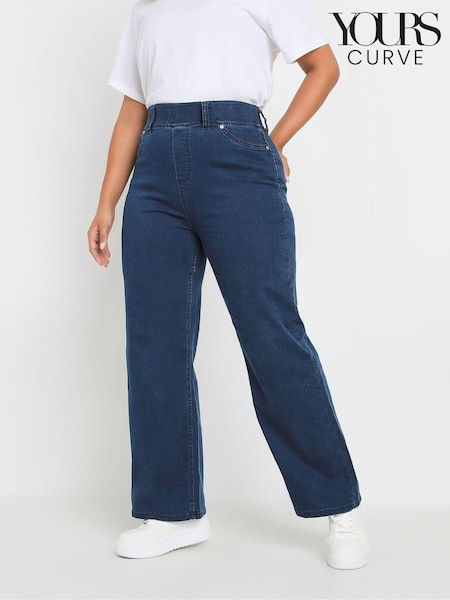 Yours Curve Blue Wide Leg Jeggings (AF7687) | £29