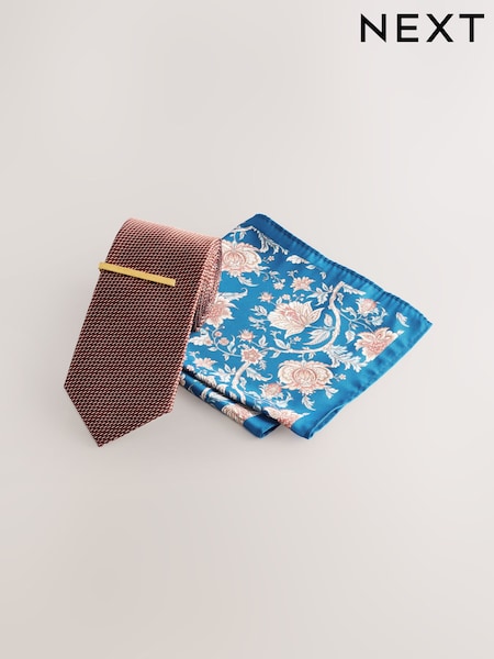 Orange Tie and Pocket Square Set (AF7714) | £18