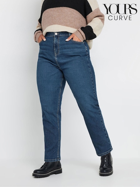 Yours Curve Blue Mom Jeans (AF7731) | £34