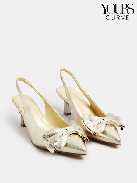 Yours Curve Gold Extra Wide Fit Extra Wide Fit Slingback Heels (AF7776) | £43