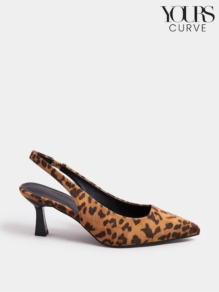 Yours Curve Brown Extra Wide Fit Extra Wide Fit Slingback Heels (AF7782) | £39