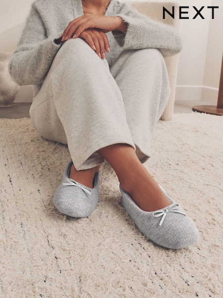 Grey Rib Ballet Slippers (AF7796) | £10