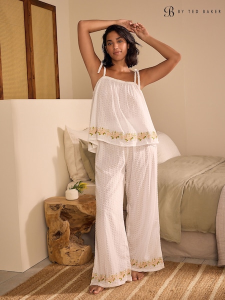 B by Ted Baker 100% Cotton Embroidery White Pyjamas (AF7826) | £59