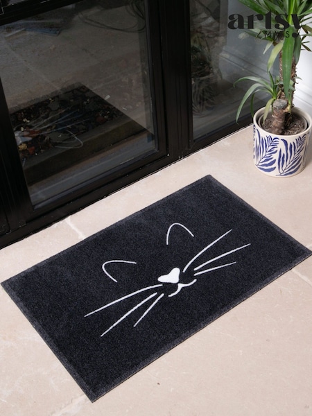 Artsy Mats Whiskers Cat Indoor Washable Doormat