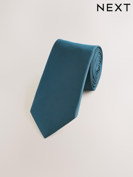 Teal Blue Slim Textured Tie (AF8378) | £10