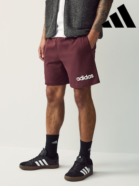 adidas Burgundy Red Essentials Linear Single Jersey Shorts (AF8708) | £25