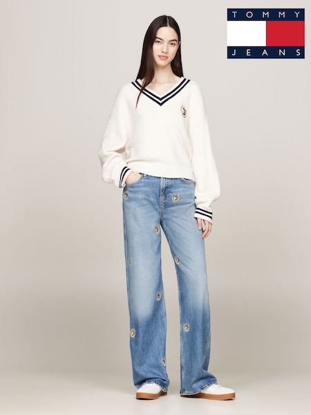 Tommy Jeans Blue Loose Fit 100% Cotton Betsy Mid Rise Jeans (AG1641) | £100