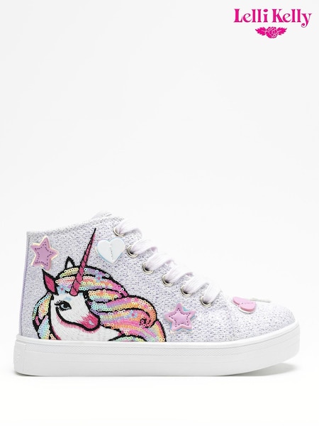Lelli Kelly Lilac Purple Unicorn Hi Top Trainers (AG1646) | £50